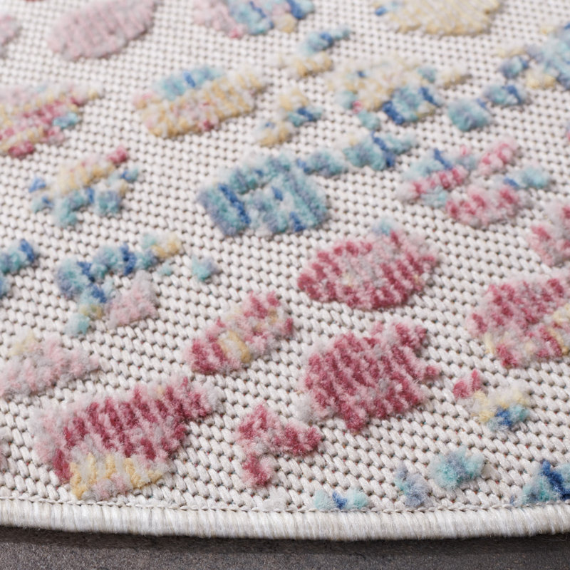 Wrought Studio Clerkin Aqua/Pink Indoor/Outdoor Rug Wayfair